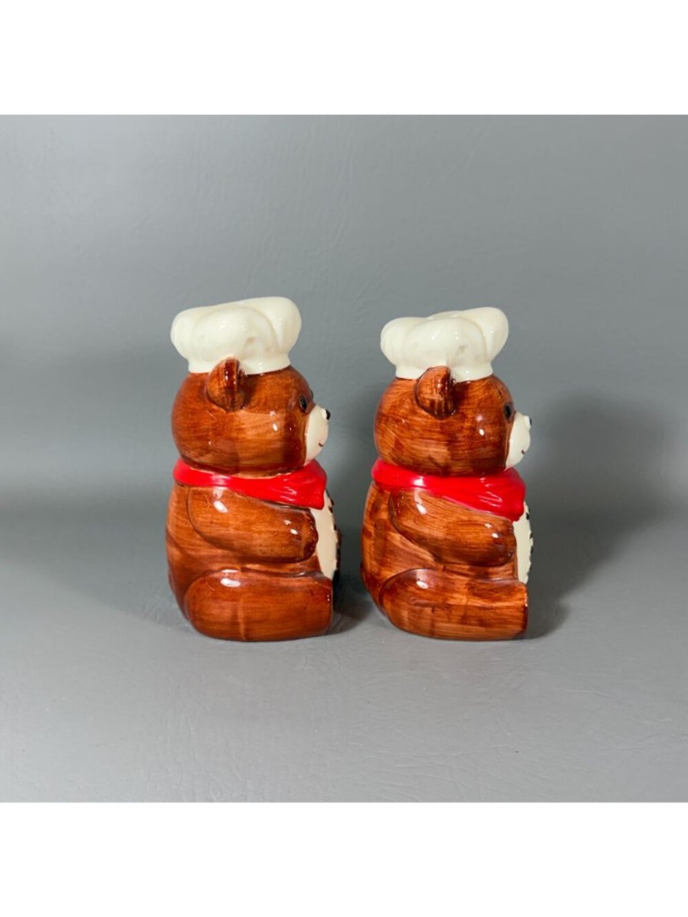MCM B&D Japan Teddy Bear Chef Salt and Pepper Shaker Set 1980s Kitchen Kitsch - Picture 3 of 8
